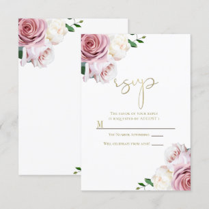 Rosa Rosen Florale Grünpflanzen Moderne Hochzeit R Einladung