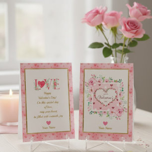 Rosa Rosen Florale Herzen Valentinstag Geschenke Karte