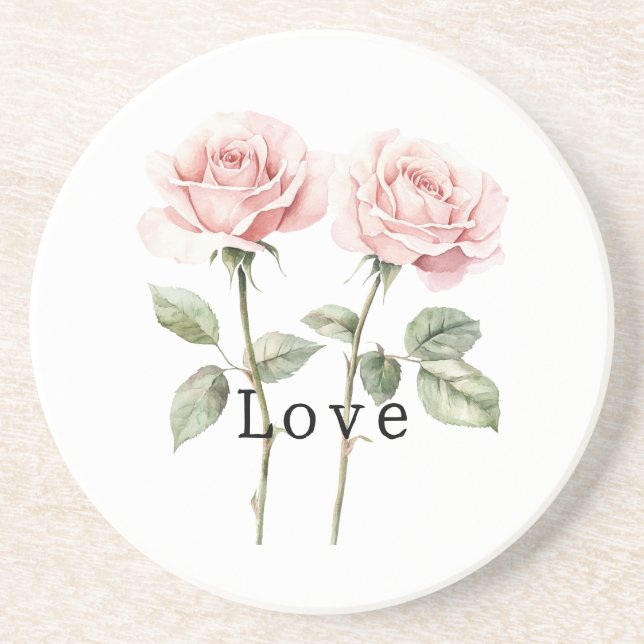 Rosa Rosen Florale Liebe Getränkeuntersetzer (Vorne)