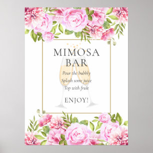Rosa Rosen Florale Mimosa Bar Tafel Poster