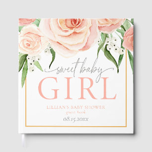 Rosa Rosen Florale Süße Baby Girl Baby Shower  Gästebuch