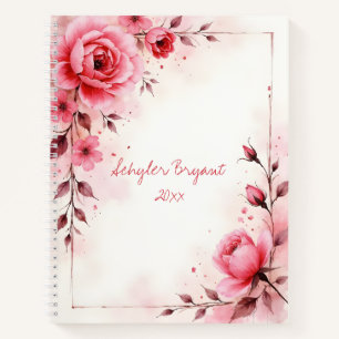 Rosa Rosen Florales Spiral-Tagebuch Notizbuch