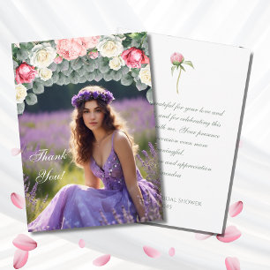 Rosa Rosen Foto Brautparty Dankeskarten Dankeskarte