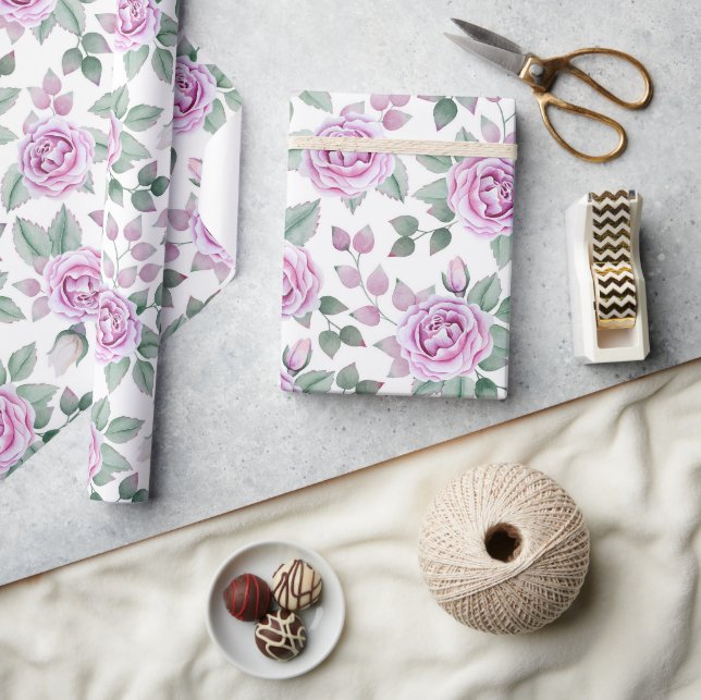 Rosa Rosen Geschenkpapier (Kunsthandwerk)