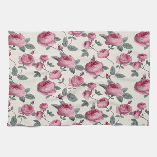Rosa Rosen Geschirrtuch (Horizontal)
