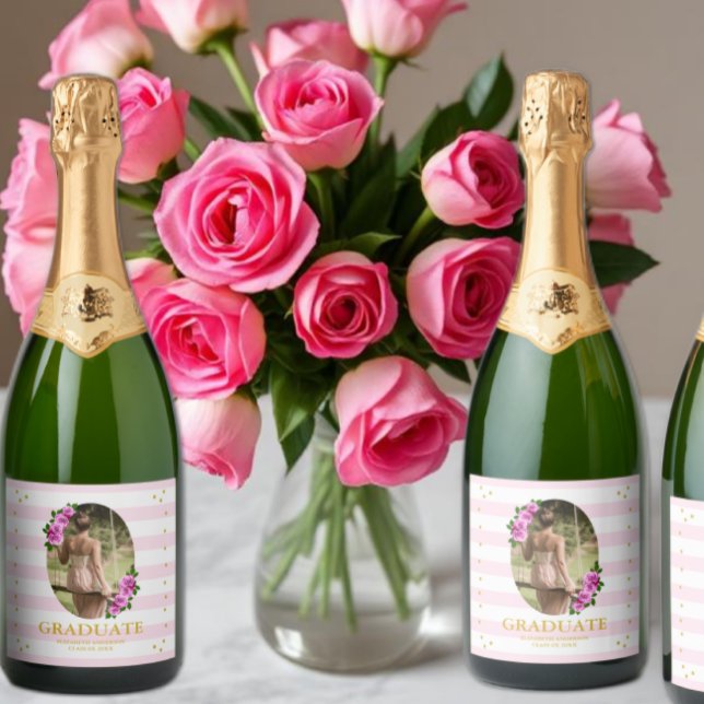 Rosa Rosen gestreifter Abschlussbrunch (Von Creator hochgeladen)