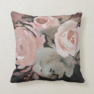 Rosa Rosen Glitter Rosen Dunkle Florale Eleganz Kissen