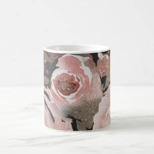 Rosa Rosen Glitter Rosen Dunkle Florale Glam Elega Kaffeetasse