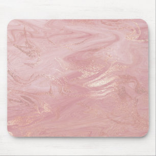 Rosa Rosen-Gold erröten Goldflüssiger Steinmarmo Mousepad