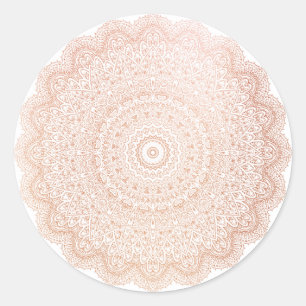 Rosa Rosen-Gold erröten metallische Mandala-Blume Runder Aufkleber