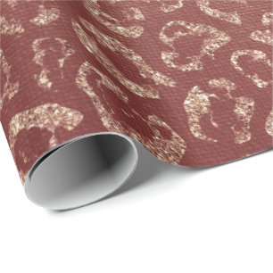 Rosa Rosen-Gold erröten Pfirsich-Tierhaut-Leopard Geschenkpapier