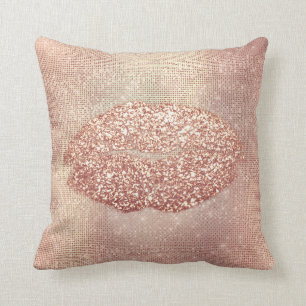 Rosa Rosen-Gold erröten Sequin-Kuss-Lippenkupfer Kissen