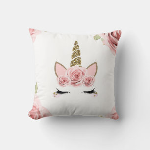 Rosa Rosen Gold Glitter Einhorn Trendig Süß Kissen