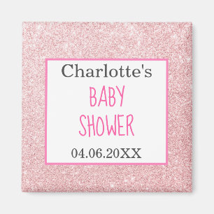 Rosa Rosen-Gold-Glitzer-Funkeln-Babyparty Magnet