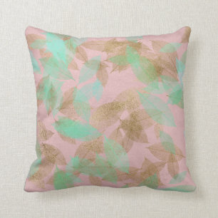 Rosa Rosen-Goldblatt-Minzen-Grün-Pastell Kissen