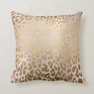 Rosa Rosen-Goldmetallischer Stahlleopard-Tierhaut Kissen