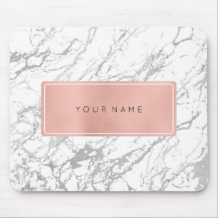 Rosa Rosen-Goldmetallisches minimales weißes Mousepad