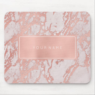 Rosa Rosen-Goldmetallisches weißes Mousepad