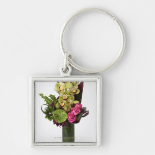 Rosa Rosen, grüner Blütenschweif, Schlüsselanhänger