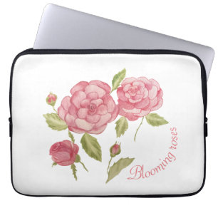 Rosa Rosen Hand zeichnend Bleistift T - Shirt Cush Laptopschutzhülle