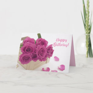 Rosa Rosen "Happy Birthday" Grußkarte Karte