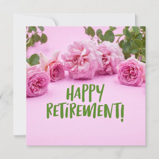 Rosa Rosen Happy Retirement auf rosa Hintergrund Karte (Vorderseite)