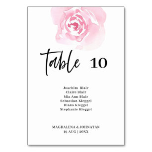 Rosa Rosen Hochzeit Tischnummernkarte Tischnummer