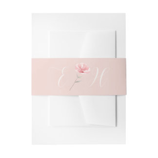 Rosa Rosen-Hochzeitseinladung mit Bauchbinde Einladungsbanderole