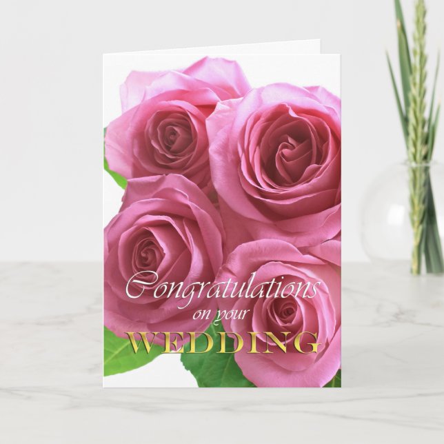 Rosa Rosen, Hochzeitsgratulationskarte Karte (Vorderseite)
