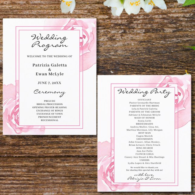 Rosa Rosen Hochzeitsprogramm  (Von Creator hochgeladen)