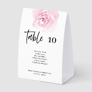 Rosa Rosen Hochzeitstisch-Nummernkarte Tischaufsteller