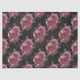 Rosa Rosen im Schwarzen Dekoupage Seidenpapier