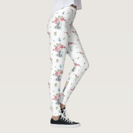 Rosa Rosen in einem Teecup und Schmetterling Leggings