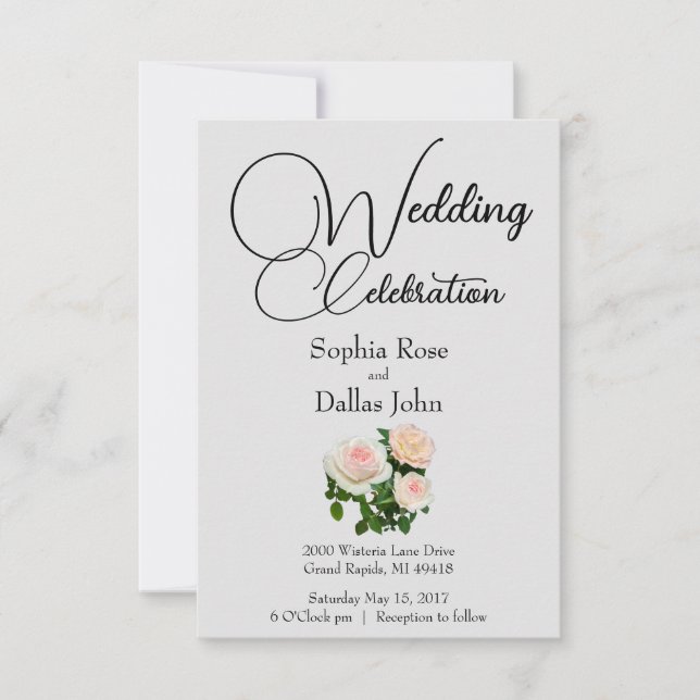 Rosa Rosen in Rosa Einladung (Vorderseite)