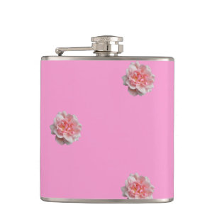 Rosa Rosen in Rosa Flachmann