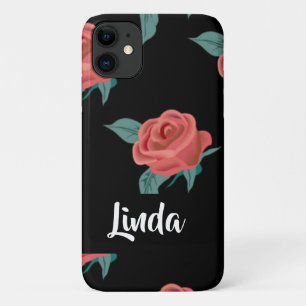 Rosa Rosen in schwarz Case-Mate iPhone Hülle