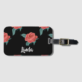 Rosa Rosen in schwarz Gepäckanhänger