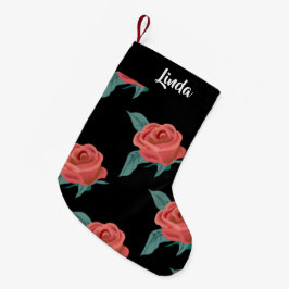 Rosa Rosen in schwarz Kleiner Weihnachtsstrumpf