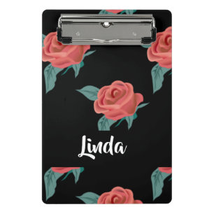 Rosa Rosen in schwarz Mini Klemmbrett