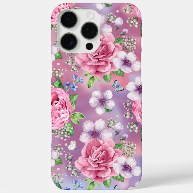 Rosa Rosen iPhone 16 Pro Max Hülle (Rückseite)