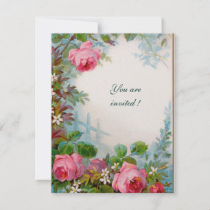 ROSA ROSEN, JASMINEN Florales Weiß Perl Papier Einladung