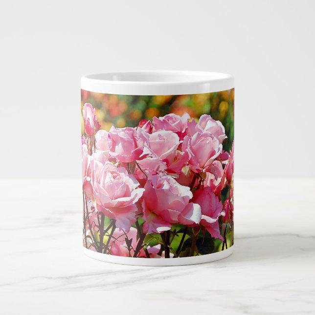 Rosa Rosen Jumbo-Tasse (Vorderseite)