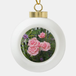 Rosa Rosen Keramik Kugel-Ornament