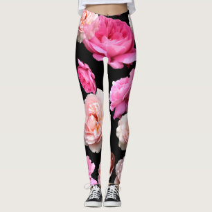 Rosa Rosen keucht schwarzes Athleisure Yoga Leggings