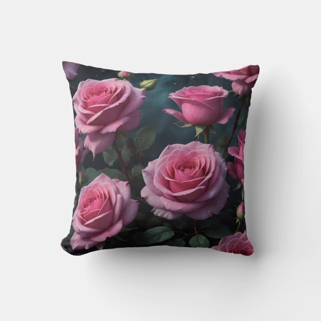 Rosa Rosen Kissen (Vorderseite)