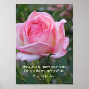 Rosa Rosen-Knospe ~ Sprichwort-4:23 Poster