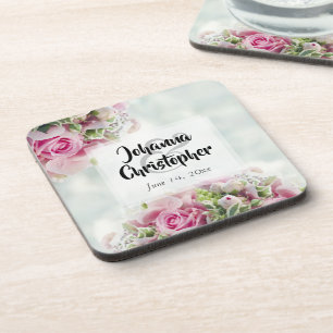 Rosa Rosen Kunststoff Hochzeitsuntersetzer Getränkeuntersetzer