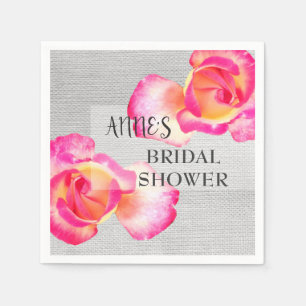 Rosa Rosen, Leinwand Brautparty Papier Napkins Serviette