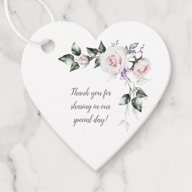 Rosa Rosen Lila Wildblumen Hochzeit | Geschenkanhänger (Vorderseite)