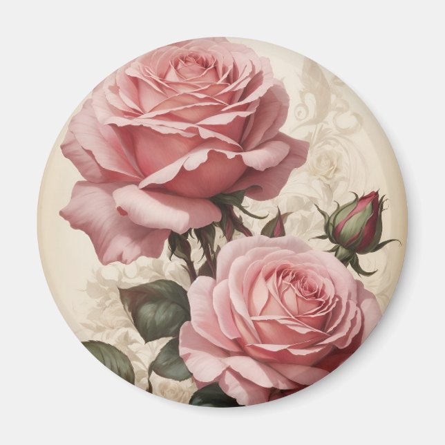 Rosa Rosen Magnet (Vorne)